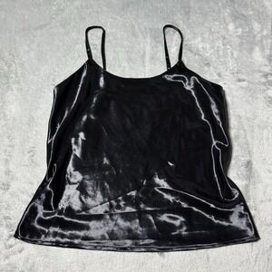 VTG 90s Glances Los Angeles Satin Textured Tanktop Size 8 Rave Grunge Goth